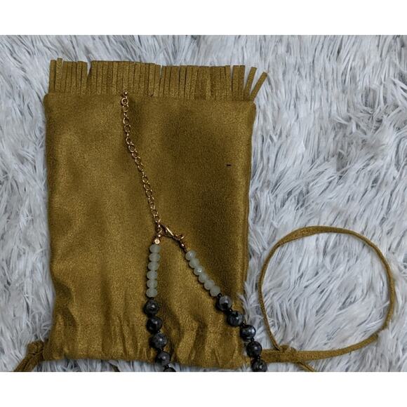 Kevia Vie Boheme Necklace Beads Pendant Statement Geode Tassel New - Picture 5 of 6